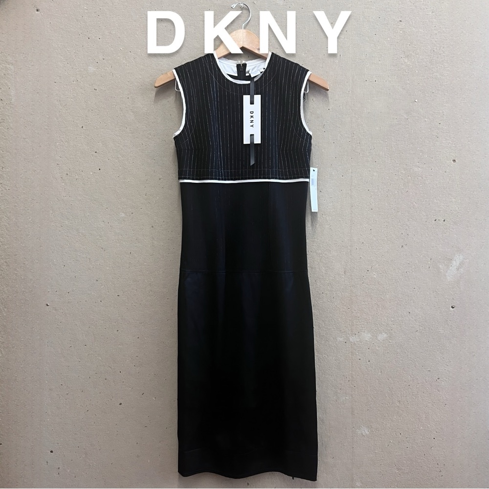 DKNY- Max and Dao 2017 wool and viscose pinstripe dress